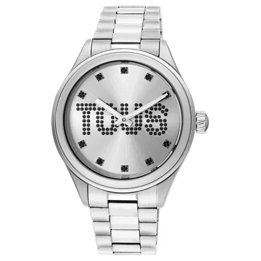 Cheap Analogue watch with steel wristband and crystals T-Logo For Her | Analog Watches