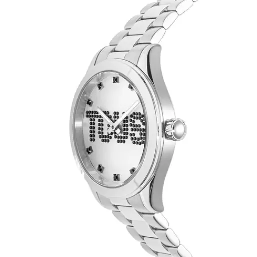 Cheap Analogue watch with steel wristband and crystals T-Logo For Her | Analog Watches