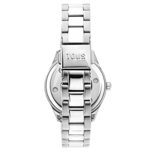 Cheap Analogue watch with steel wristband and pink aluminum inner bezel Mini T-Bear For Her | Analog Watches