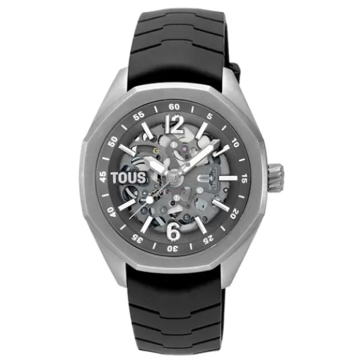 Best Sale Automatic analog Watch with titanium case and black rubber bracelet Now For Her | For Man
