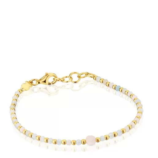 New Ball Bracelet with 18kt gold plating over silver, beryllium and morganite Basic Colors Silver Bracelets | Ball Bracelets