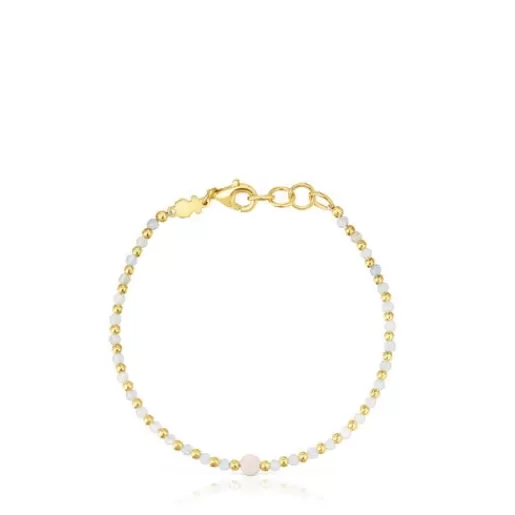 New Ball Bracelet with 18kt gold plating over silver, beryllium and morganite Basic Colors Silver Bracelets | Ball Bracelets