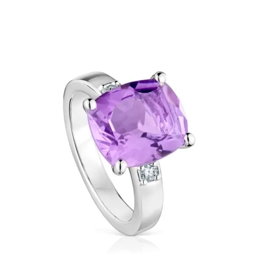 Hot Basic Colors Ring with diamond and amethyst Silver Rings | Diamond Rings