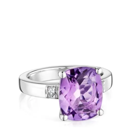 Hot Basic Colors Ring with diamond and amethyst Silver Rings | Diamond Rings