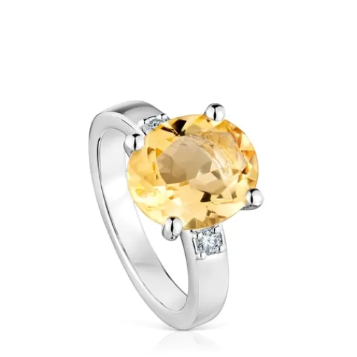 Hot Basic Colors Ring with diamonds and citrine Silver Rings | Diamond Rings