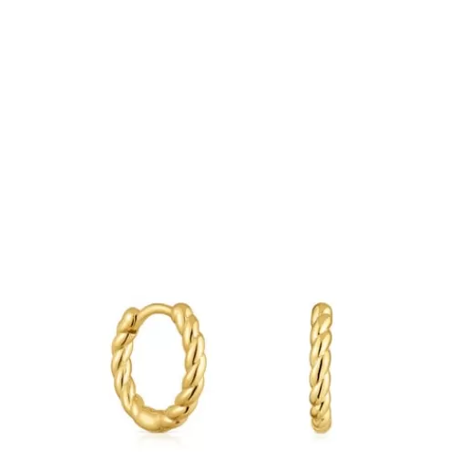 Clearance Basics 10 mm 18kt gold plating over silver short braided Earrings Silver Earrings | Hoop Earrings