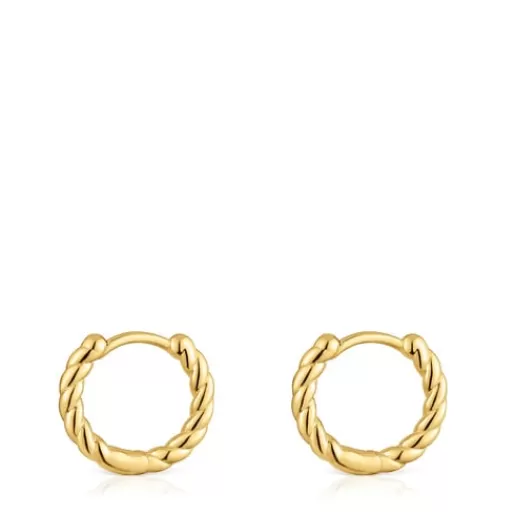 Clearance Basics 10 mm 18kt gold plating over silver short braided Earrings Silver Earrings | Hoop Earrings