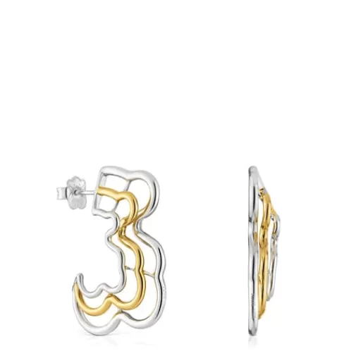 Store Bickie two-tone triple bear Earrings Silver Earrings | Hoop Earrings