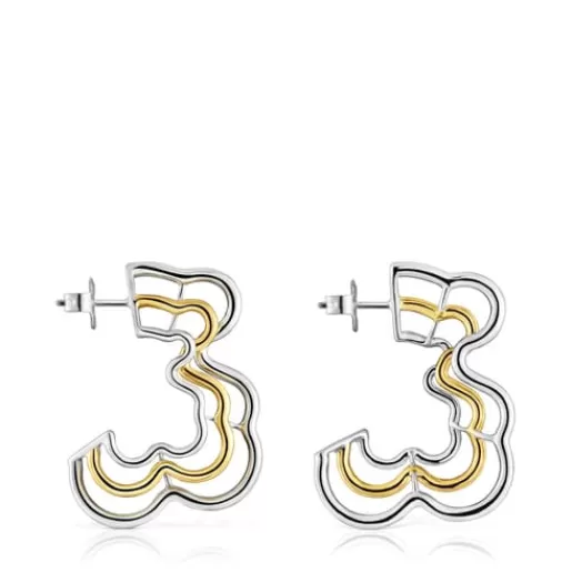 Store Bickie two-tone triple bear Earrings Silver Earrings | Hoop Earrings