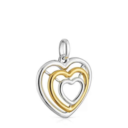 Shop Bickie two-tone triple heart Pendant Silver Pendants