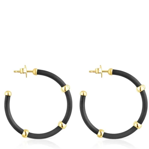 Flash Sale Black and silver vermeil St. Tropez Caucho Hoop earrings Silver Earrings | Hoop Earrings