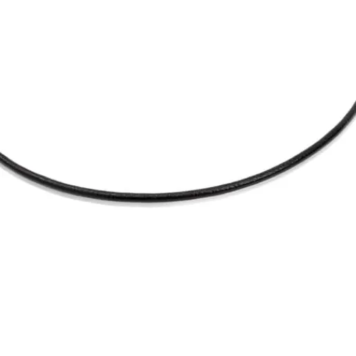 Outlet Black leather Choker with silver clasp Chokers Kids Silver Necklaces | Chokers