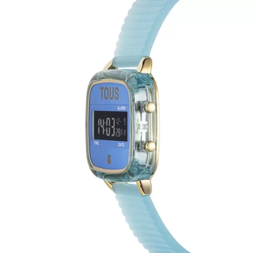 Flash Sale Blue polycarbonate Digital watch with silicone strap D-Logo Fresh For Her | For Man