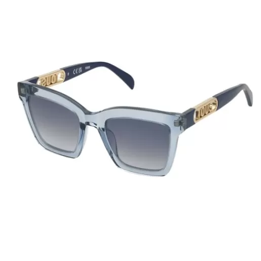 Shop Blue Sunglasses Metal Logo Sunglasses