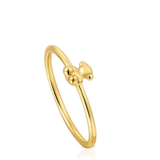 New Bold Bear gold and bear charm Ring Small Rings