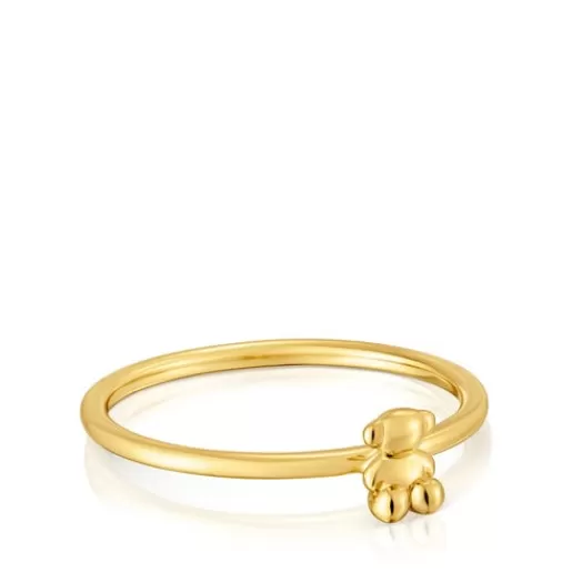 New Bold Bear gold and bear charm Ring Small Rings