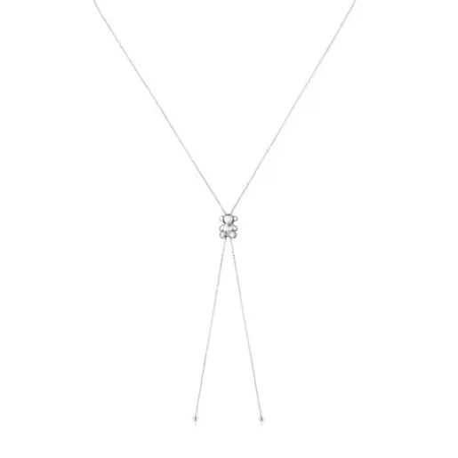 Shop Bold Bear long Necklace with bear motif Silver Necklaces