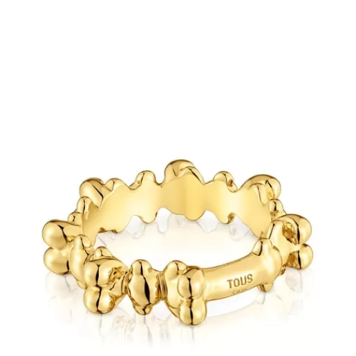 Discount Bold Bear medium Ring with 18kt gold plating over silver and bear motifs Silver Rings | Medium Rings