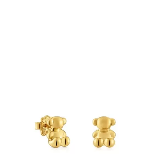 Fashion Bold Bear 10 mm bear Earrings with 18kt gold plating over silver Silver Earrings