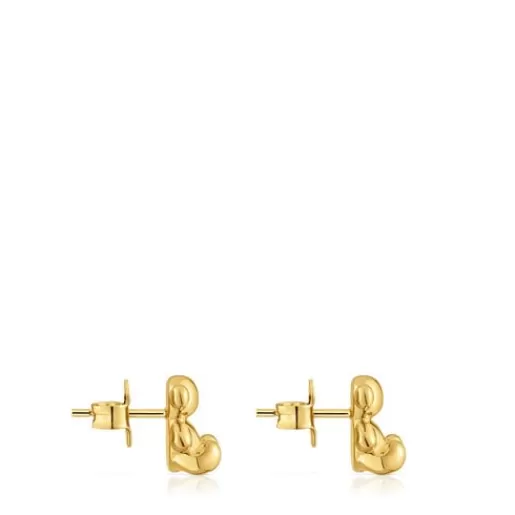 Fashion Bold Bear 10 mm bear Earrings with 18kt gold plating over silver Silver Earrings