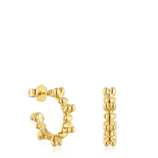 Best Sale Bold Bear 12 mm hoop earrings with 18kt gold plating over silver Silver Earrings | Hoop Earrings