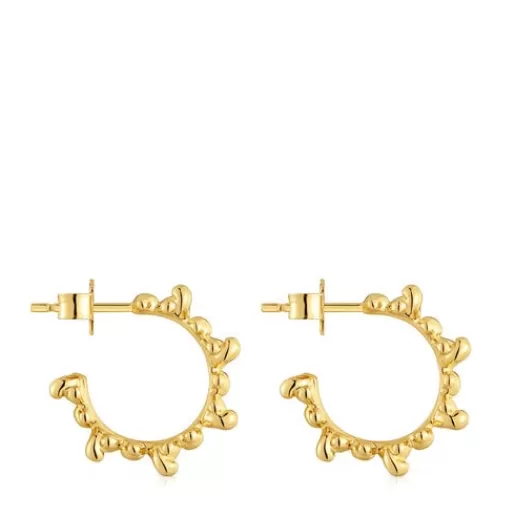 Best Sale Bold Bear 12 mm hoop earrings with 18kt gold plating over silver Silver Earrings | Hoop Earrings