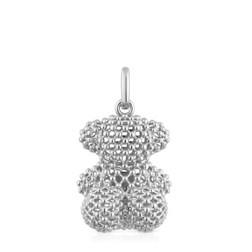 Discount Bold Bear 22 mm medium texturized bear Pendant Silver Pendants