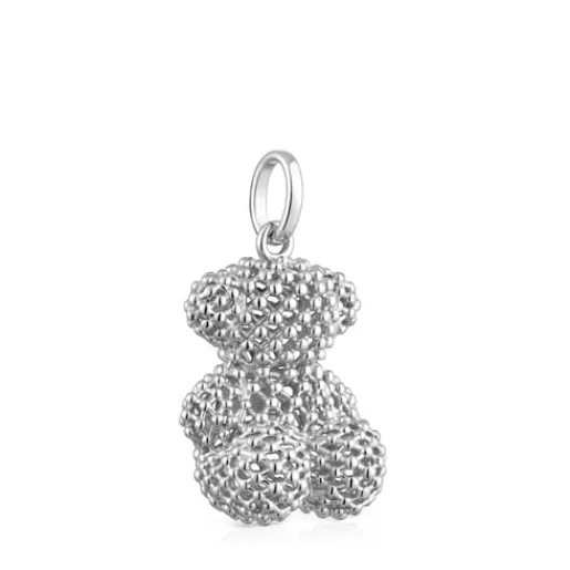 Discount Bold Bear 22 mm medium texturized bear Pendant Silver Pendants