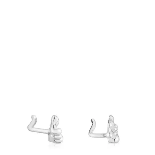 Cheap Bold Bear silver bear ear Climber earrings Silver Earrings