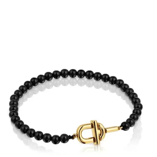 New Bracelet with 18kt gold plating over silver and onyx MANIFESTO Silver Bracelets | Ball Bracelets