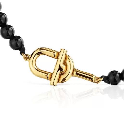 New Bracelet with 18kt gold plating over silver and onyx MANIFESTO Silver Bracelets | Ball Bracelets
