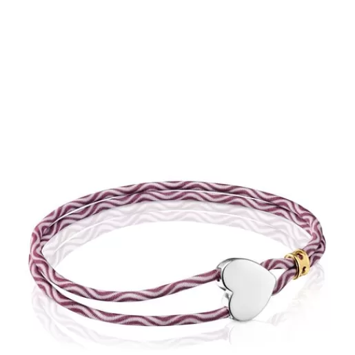 Sale Burgundy elastic Bracelet with heart Sweet Dolls Kids Silver Bracelets | Cord And Thread Bracelets