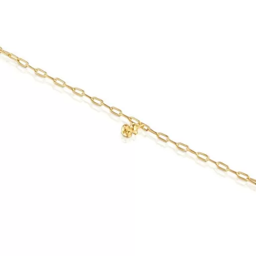Best Sale Chain Bracelet with 18 kt gold plating over silver and oval rings Bold Bear Silver Bracelets | Chain Bracelets