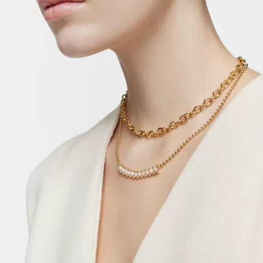 Clearance Choker with 18kt gold plating over silver and cultured pearls Gloss Silver Necklaces | Chokers