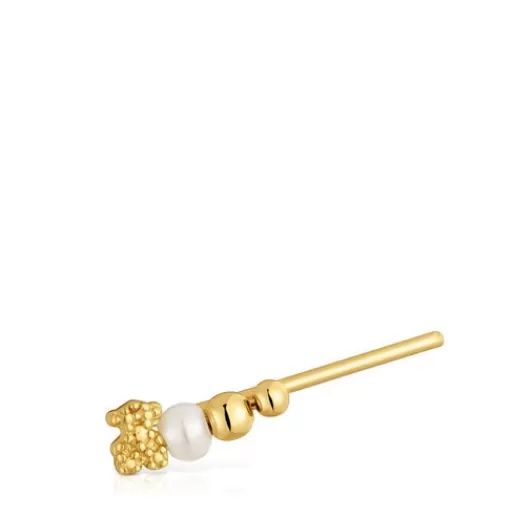 Flash Sale Climber Earring with 18kt gold plating over silver and cultured pearl Grain Silver Earrings