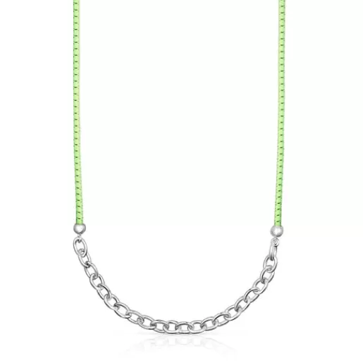 Shop 60 cm lime St. Tropez Elastic necklace Silver Necklaces | Long Necklaces