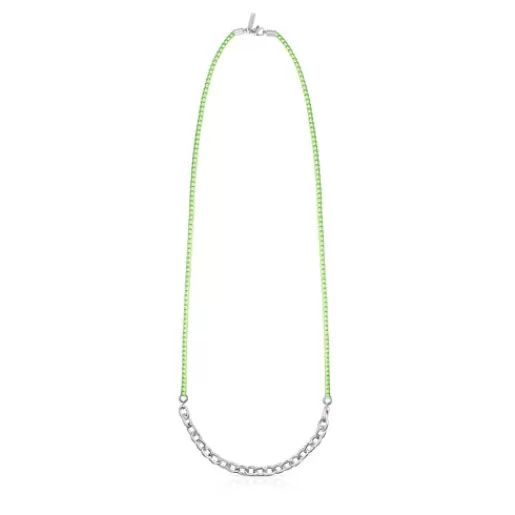 Shop 60 cm lime St. Tropez Elastic necklace Silver Necklaces | Long Necklaces