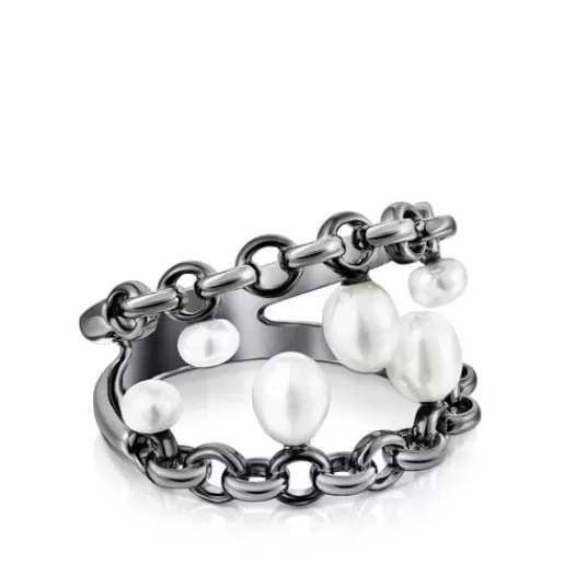 Cheap Dark silver Virtual Garden Ring with cultured pearls Silver Rings | Medium Rings