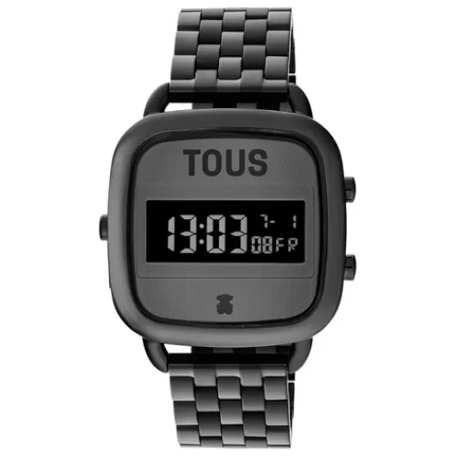 Cheap D-Logo Digital watch with black IP strap For Her | For Man