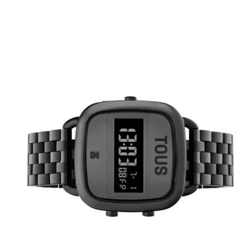 Cheap D-Logo Digital watch with black IP strap For Her | For Man