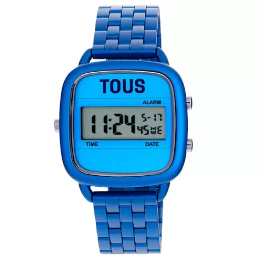 Online D-Logo Digital watch with blue steel strap For Her | For Man