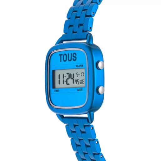 Online D-Logo Digital watch with blue steel strap For Her | For Man