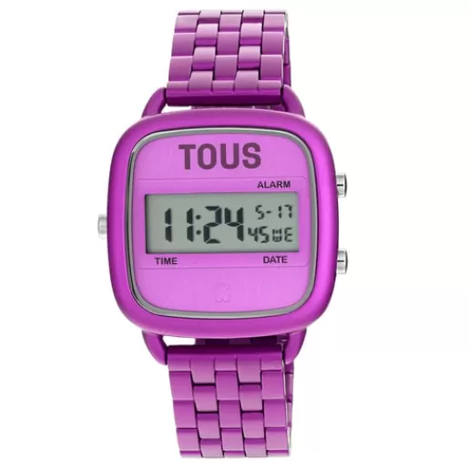 Sale D-Logo Digital watch with fuchsia steel strap For Her