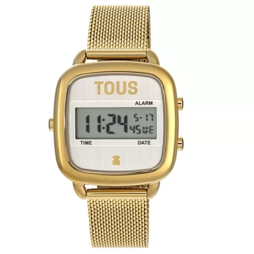 New D-Logo New Digital watch with gold-colored IPG steel strap For Her