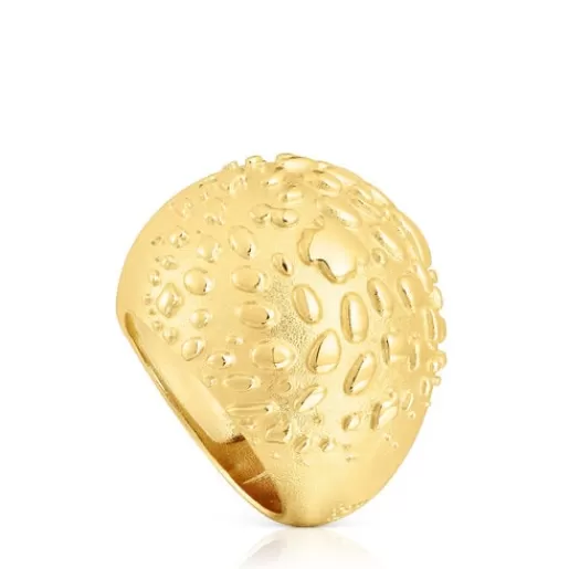 Flash Sale Domed ring with 18kt gold plating over silver Dybe Silver Rings | Large Rings