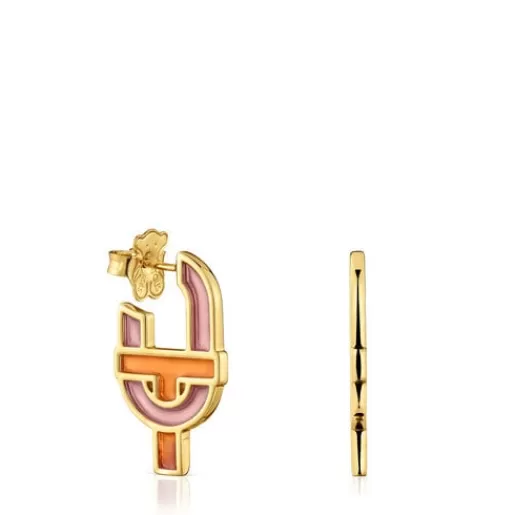 Best Sale Earrings with 18kt gold plating over silver and enamel MANIFESTO Silver Earrings | Hoop Earrings