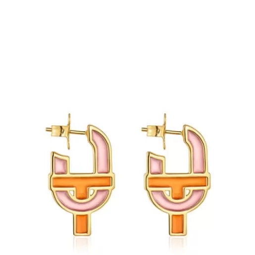 Best Sale Earrings with 18kt gold plating over silver and enamel MANIFESTO Silver Earrings | Hoop Earrings