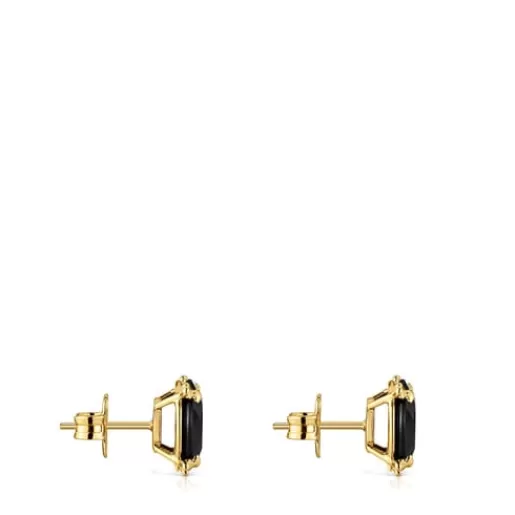 Flash Sale Earrings with 18kt gold plating over silver and onyx Cachito Mío Silver Earrings | Small Earrings