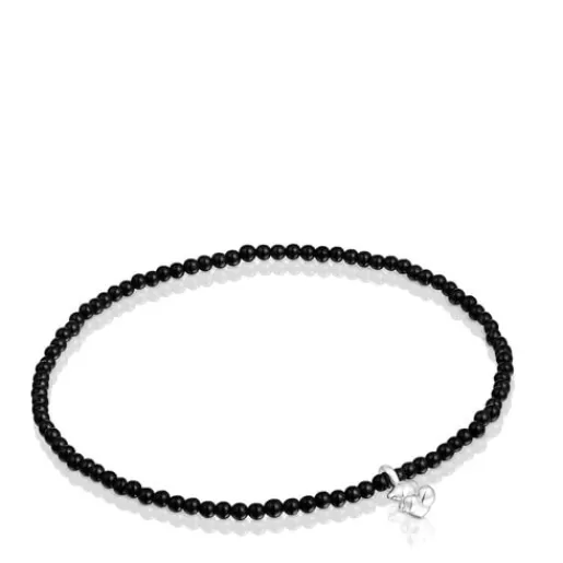 Best Elastic Bold Bear Bracelet with onyx and silver bear charm Silver Bracelets