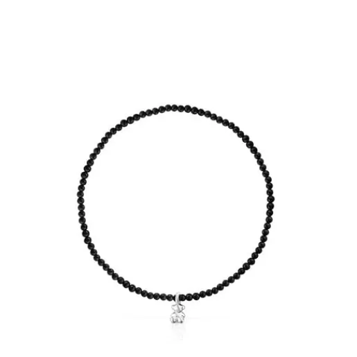 Best Elastic Bold Bear Bracelet with onyx and silver bear charm Silver Bracelets